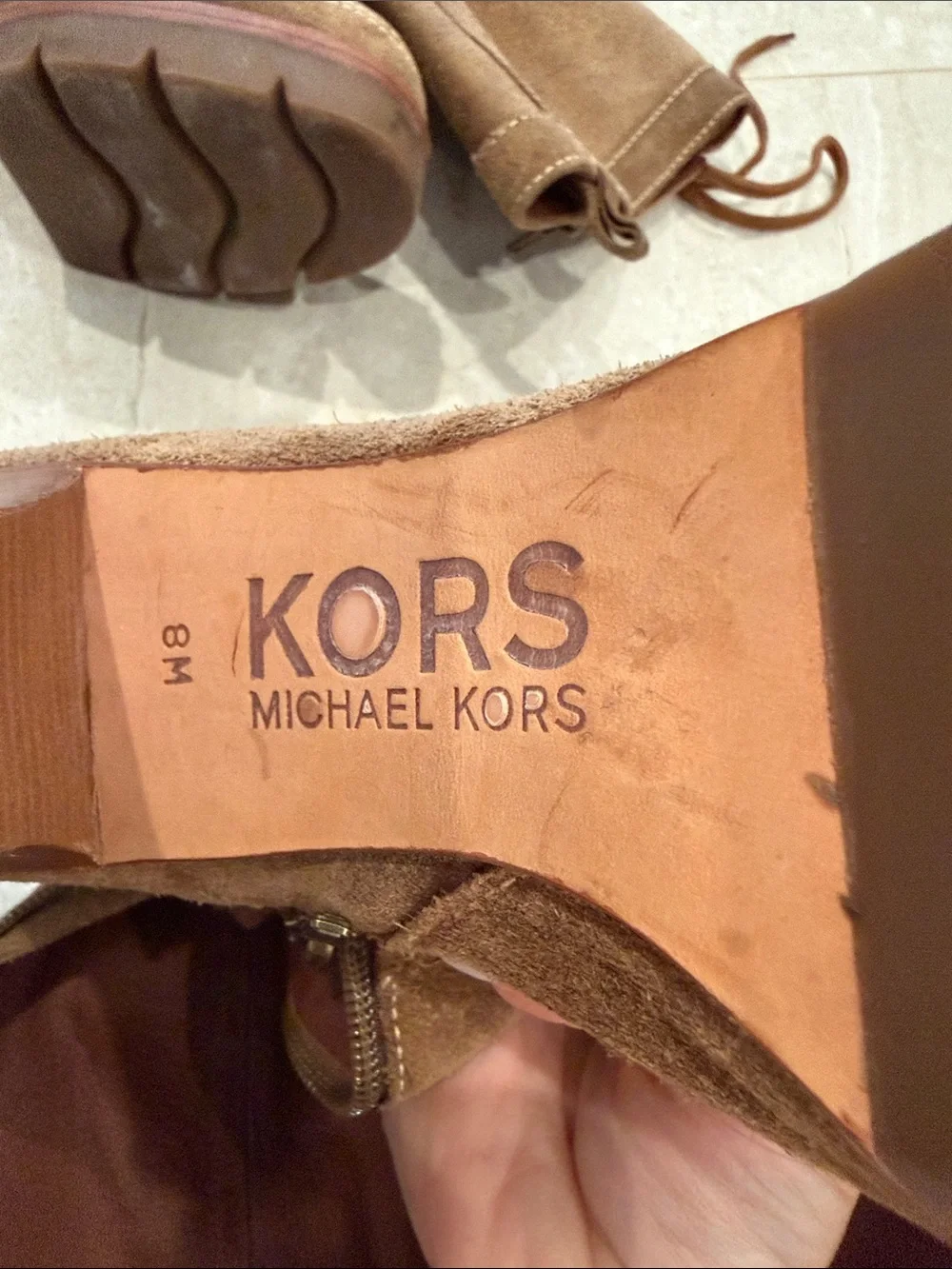 KORS Michael Kors Tall Lace-Up Suede Over-the-Knee Boots in Brown